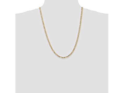 14k Yellow Gold 4mm Concave Open Figaro Chain 24"