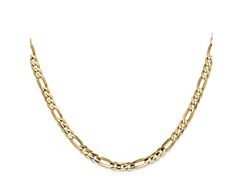 14k Yellow Gold 4mm Concave Open Figaro Chain 30"