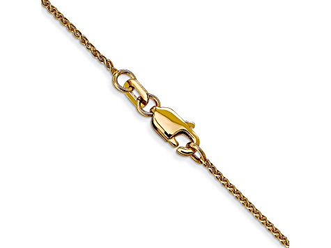 14k Yellow Gold 1mm Solid Diamond Cut Wheat Chain 16"