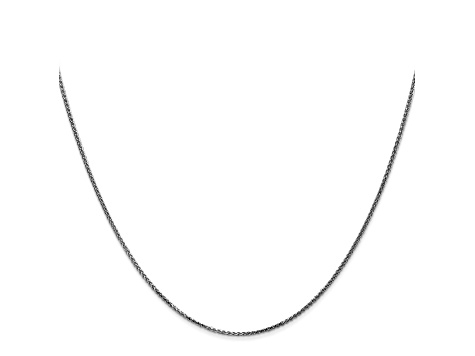 14k White Gold 1.mm Solid Diamond Cut Wheat Chain 18"