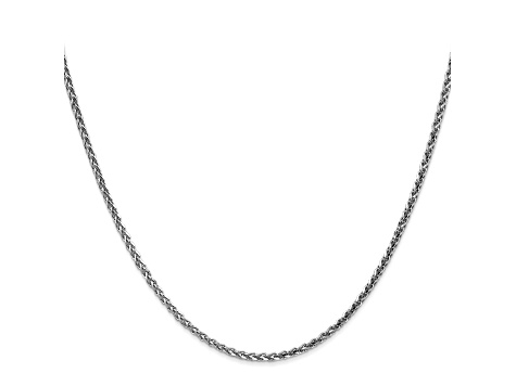 14k White Gold 1.8mm Solid Diamond Cut Wheat Chain 16 inches