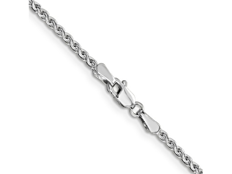 14k White Gold 1.8mm Solid Diamond Cut Wheat Chain 16 inches