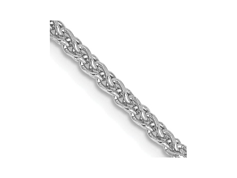 14k White Gold 1.8mm Solid Diamond Cut Wheat Chain 20 inches
