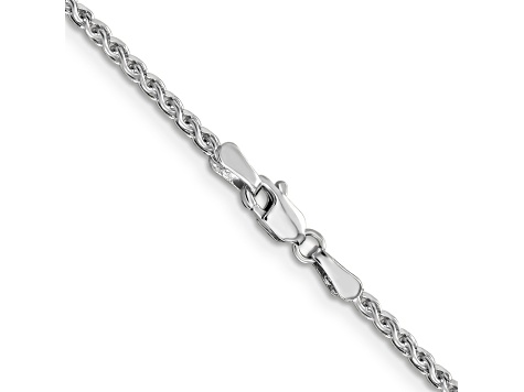 14k White Gold 1.8mm Solid Diamond Cut Wheat Chain 20 inches