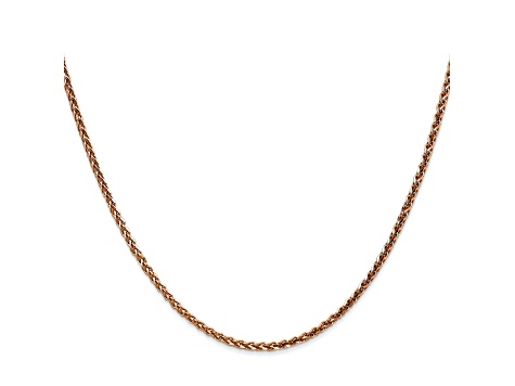 14k Rose Gold 1.8mm Solid Diamond Cut Wheat Chain 16 inches