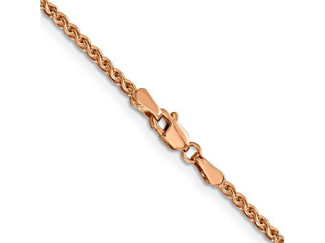 14k Rose Gold 1.8mm Solid Diamond Cut Wheat Chain 16 inches