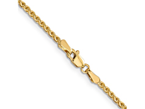 14k Yellow Gold 1.8mm Solid Diamond Cut Wheat Chain 22 inches