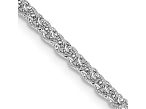 14k White Gold 1.8mm Solid Diamond Cut Wheat Chain 14 inches