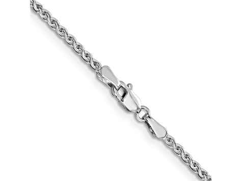 14k White Gold 1.8mm Solid Diamond Cut Wheat Chain 14 inches