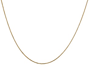 14k Yellow Gold 0.6mm Solid Diamond Cut Cable Chain 16 inches