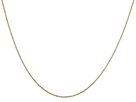 14k Yellow Gold 0.6mm Solid Diamond Cut Cable Chain 18 inches