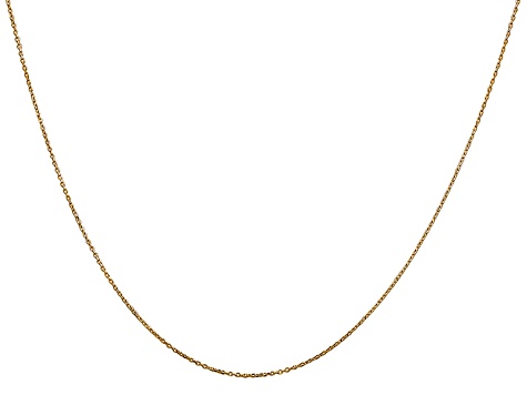 14k Yellow Gold 0.6mm Solid Diamond Cut Cable Chain 18 inches