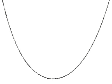 14k White Gold 0.6mm Solid Diamond Cut Cable Chain 24 inches