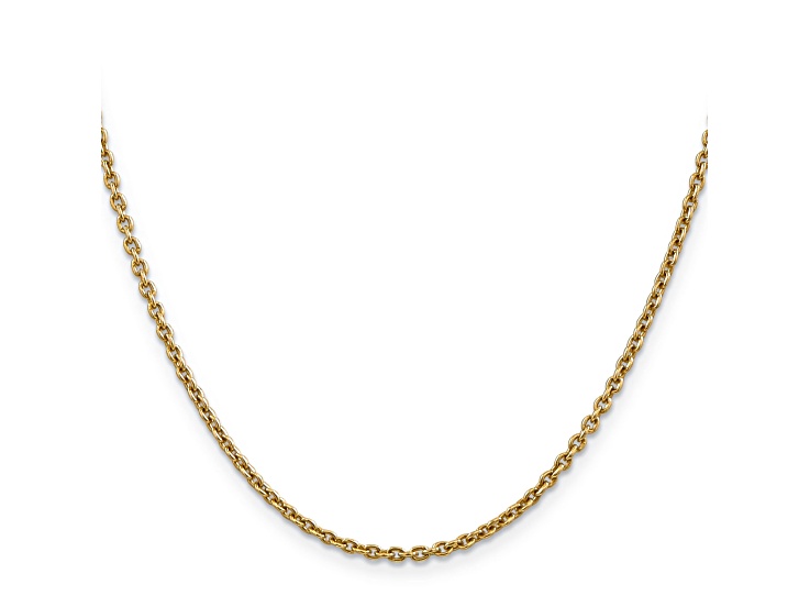 14k Yellow Gold 2.2mm Solid Polished Cable Chain 16 Inches