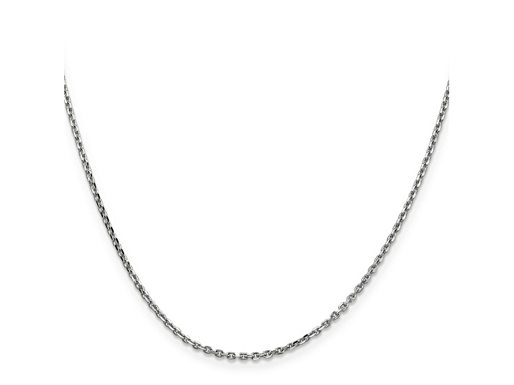 14k White Gold 1.65mm Solid Diamond Cut Cable Chain 18 Inches