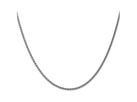 14k White Gold 1mm Wheat Pendant Chain 24 Inches