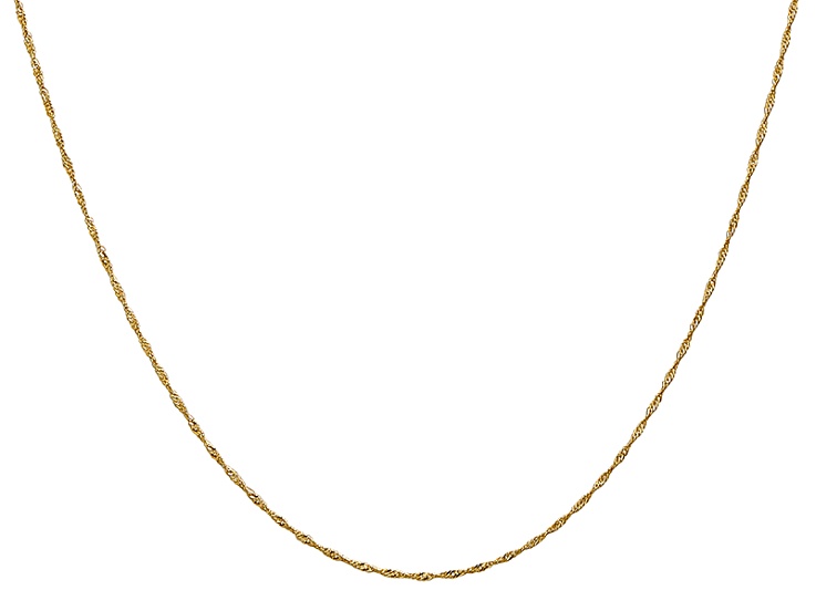 14k Yellow Gold 1mm Diamond Cut Singapore Chain 24 Inches