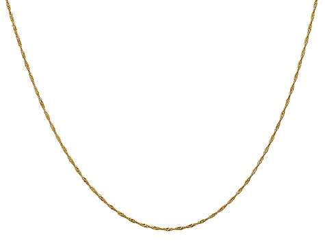 14k Yellow Gold 1mm Diamond Cut Singapore Chain 24 Inches