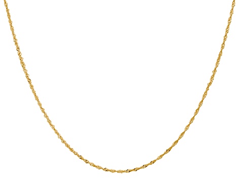 14k Yellow Gold 1.1mm Diamond Cut Singapore Chain 16 Inches