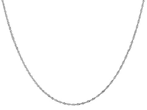 14k White Gold 1.1mm Diamond Cut Singapore Chain 16 Inches