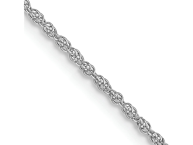 14k White Gold 1.1mm Polished Baby Rope Chain 26 Inches