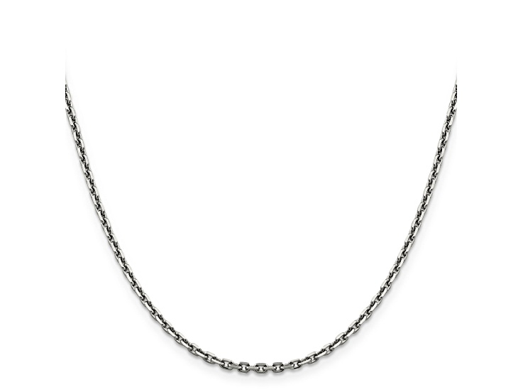14k White Gold 2.5mm Diamond Cut Cable Chain 16 Inches