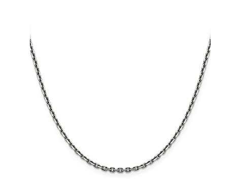 14k White Gold 2.5mm Diamond Cut Cable Chain 18 Inches