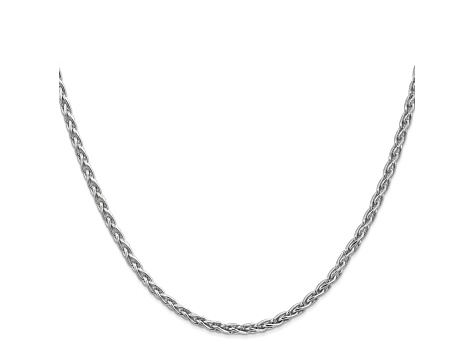 14k White Gold 3mm Parisian Wheat Chain 24 Inches