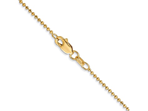 14k Yellow Gold 1.2mm Diamond Cut Baby Ball Chain 16 Inches