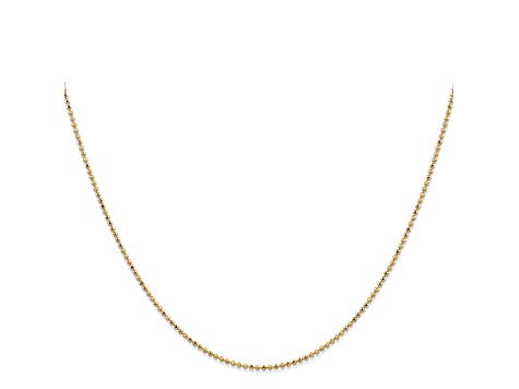 14k Yellow Gold 1.2mm Diamond Cut Baby Ball Chain 24 Inches