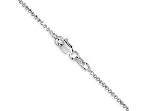 14k White Gold 1.2mm Diamond -Cut Beaded Pendant Chain 18 Inches