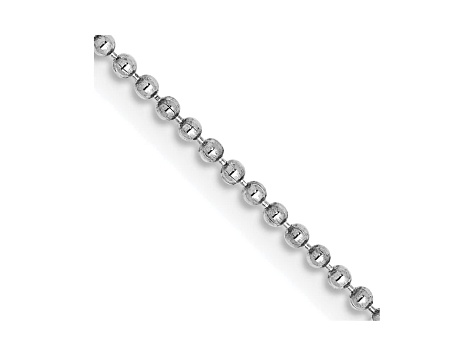 14k White Gold 1.2mm Diamond -Cut Beaded Pendant Chain 24 Inches