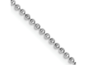 14k White Gold 1.2mm Diamond-Cut Beaded Pendant Chain 14 Inches