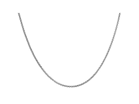 14k White Gold 1.55mm Rolo Pendant Chain 16 Inches