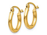 14K Yellow Gold 13mm x 2mm Polished Lightweight Tube Hoop Earrings