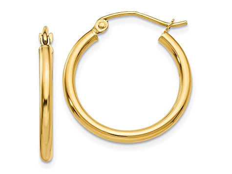 Gold Hoops NEW 14k Yellow Gold Lightweight Tube Hoop Polished Earrings 20mm 