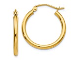 14K Yellow Gold 20mm x 2mm  Polished Lightweight Tube Hoop Earrings