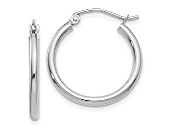 Finejewelers 14k White Gold Polished/satin Ridged Edge Concave Hoop Earrings 
