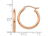 14K Rose Gold 20mm x 2mm  Polished Lightweight Tube Hoop Earrings