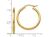 14K Yellow Gold 25mm x 2mm Polished Lightweight Tube Hoop Earrings