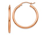 14k Rose Gold 25mm x 2mm Polished Lightweight Tube Hoop Earrings