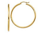 14K Yellow Gold 40mm x 2mm Polished Lightweight Tube Hoop Earrings