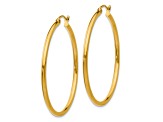 14K Yellow Gold 40mm x 2mm Polished Lightweight Tube Hoop Earrings