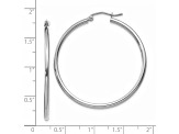 14k White Gold Polished 40mm x 2mm Lightweight Tube Hoop Earrings