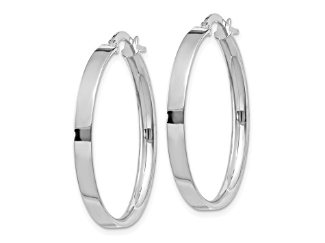 14K White Gold 3mm Large Hoop Earrings