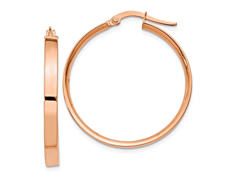 14K Rose Gold 3mm Large Hoop Earrings