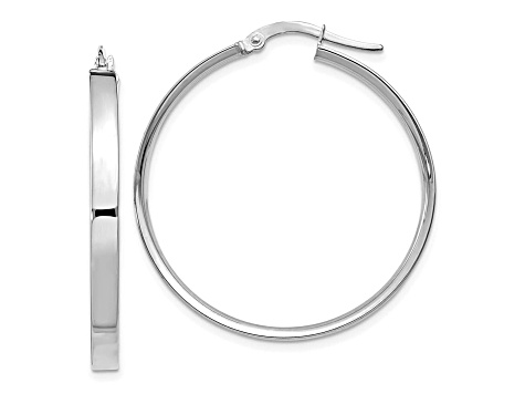 14K White Gold 3mm XL Hoop Earrings