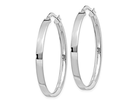 14K White Gold 3mm XL Hoop Earrings