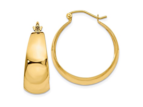 14k Yellow Gold 20mm x 23mm Polished Tapered Hoop Earrings - VG140 ...