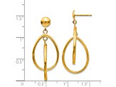 14k Yellow Gold Polished Oval Dangle Earrings